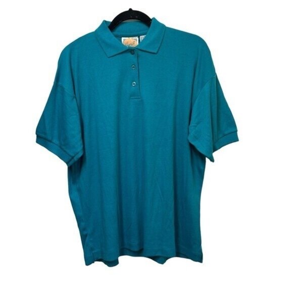 Apricot Bay Tops - Apricot Bay Plus Women's 42 Vintage Polo Collared Shirt Aqua 80's Ames Tag NWT